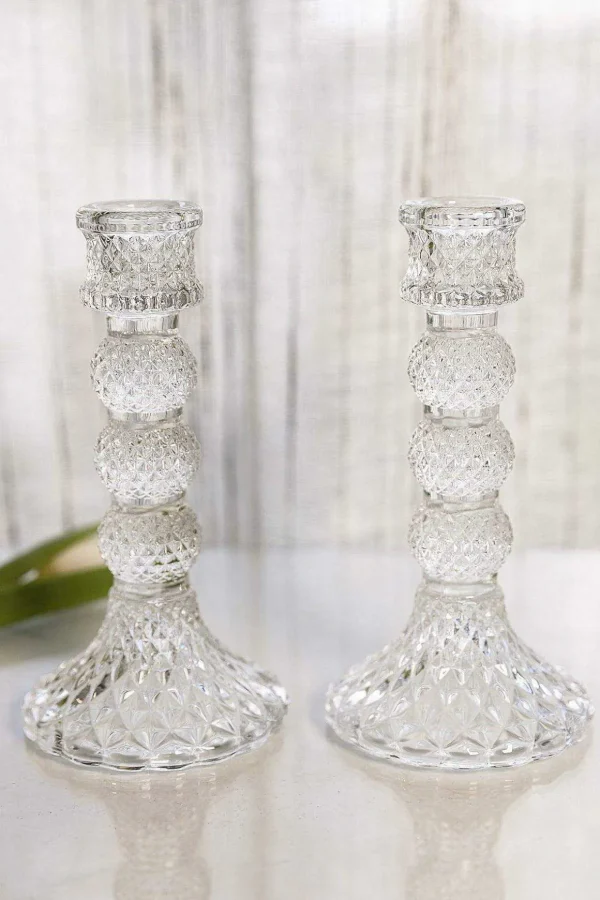 Sophie Glass Candlestick Pair