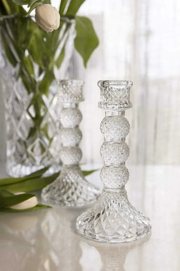 Sophie Glass Candlestick Pair