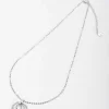 Spiral Silver Diamante Pendant Necklace