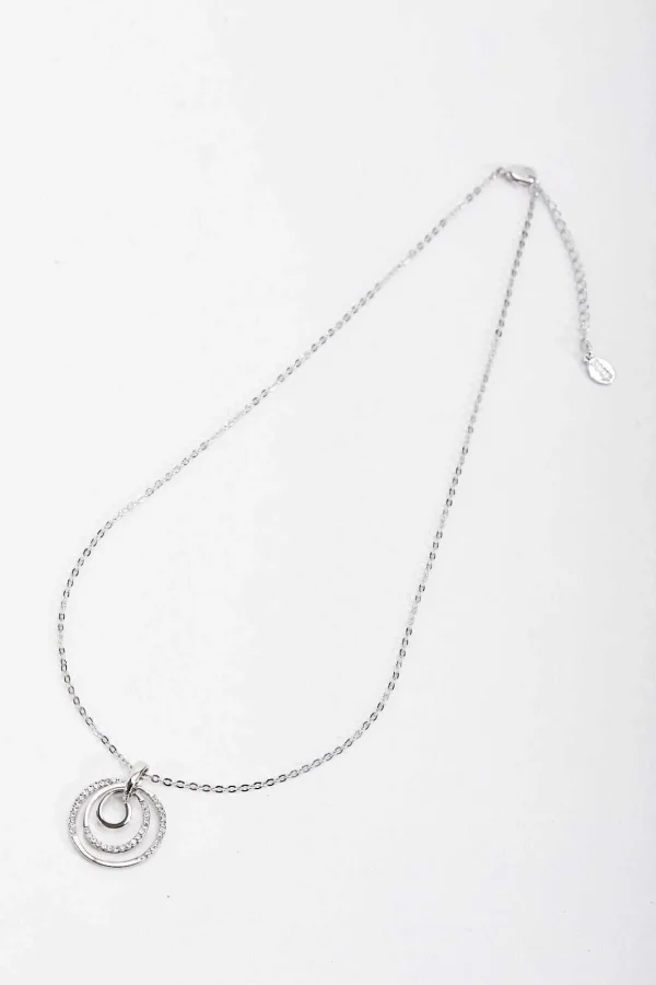 Spiral Silver Diamante Pendant Necklace