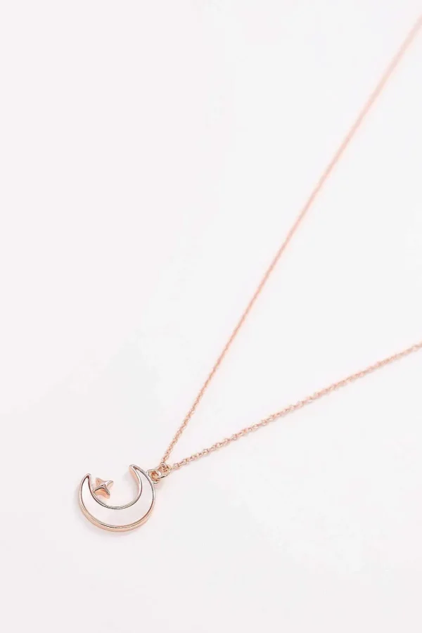 Star And Moon Necklace In Rose Gold