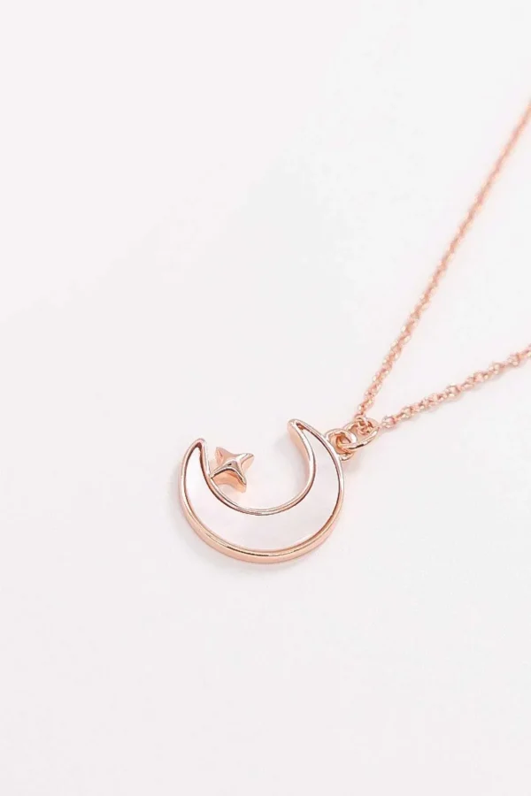 Star And Moon Necklace In Rose Gold