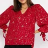 Star Print Blouse In Red