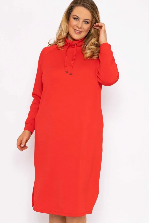 Straight Fit Sweatshirt Dress In Red