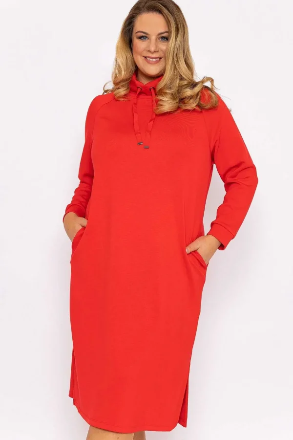 Straight Fit Sweatshirt Dress In Red