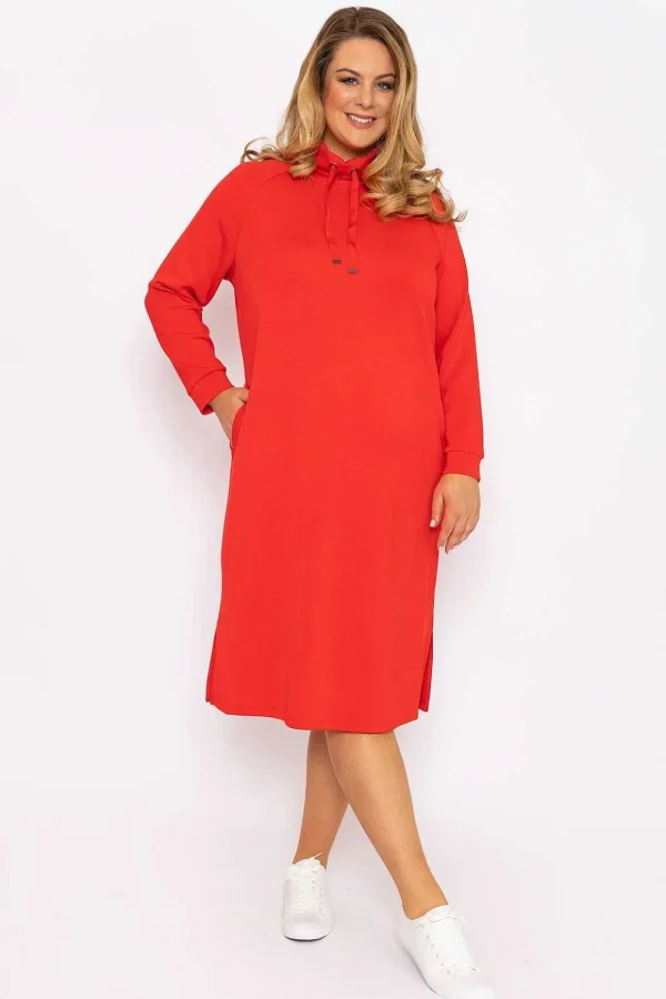 Straight Fit Sweatshirt Dress In Red