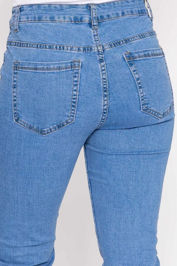 Straight Leg Denim Jeans In Light Blue