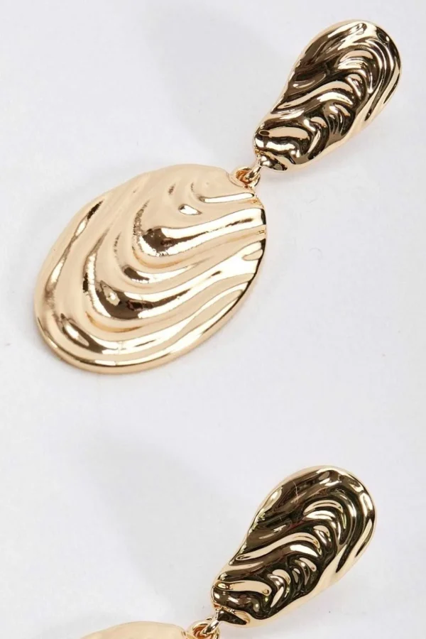 Structured Gold Textured Drop Earrings