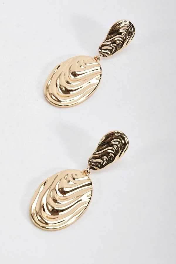 Structured Gold Textured Drop Earrings