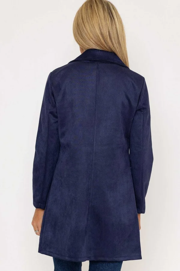 Suede 3/4 Zip Detail Jacket In Navy