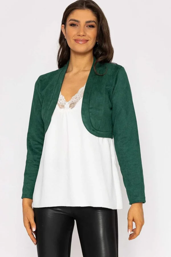 Suede Bolero In Bottle Green