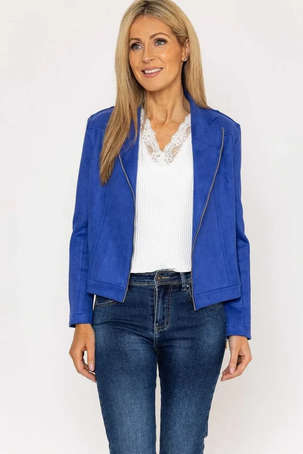 Suedette Zip Jacket In Blue