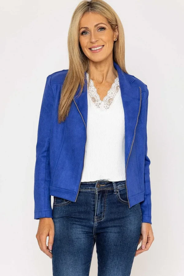 Suedette Zip Jacket In Blue