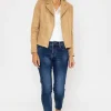 Suedette Zip Jacket In Camel