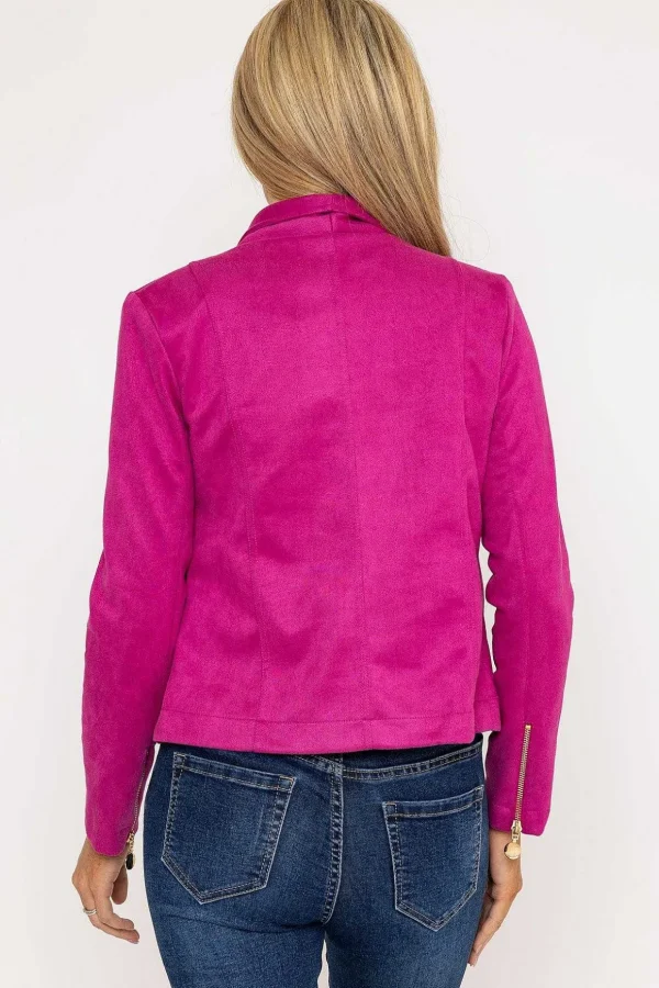 Suedette Zip Jacket In Pink