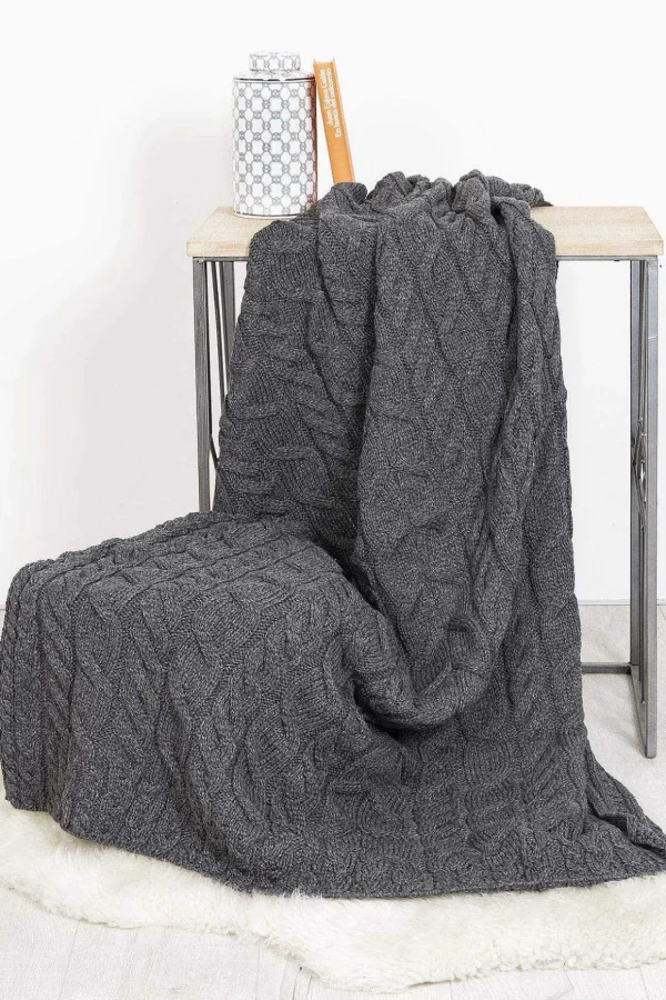 Super Soft Merino Throw In Charcoal