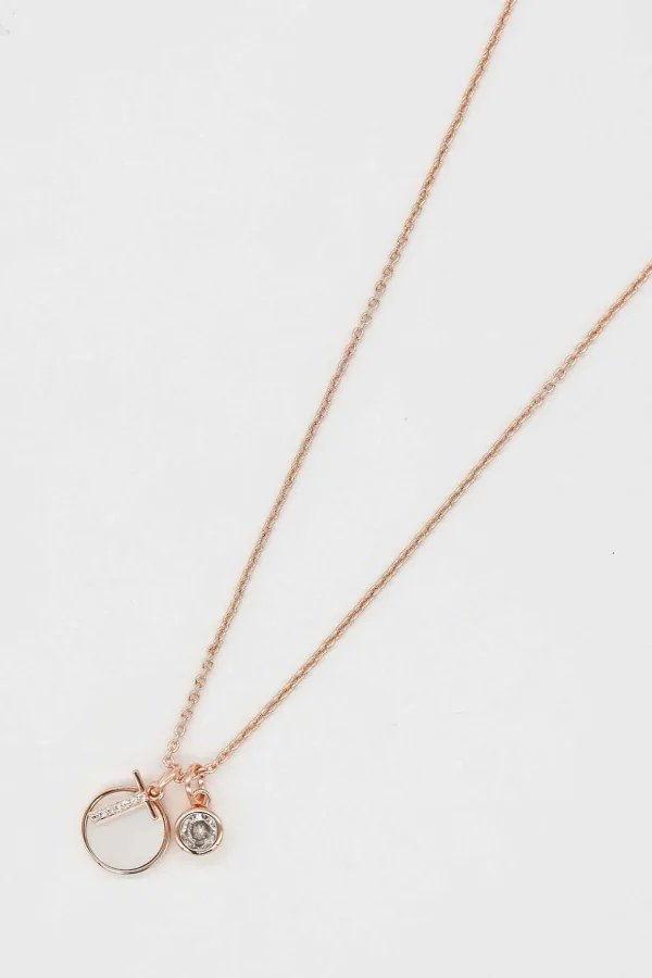 T Initial Necklace In Rose Gold