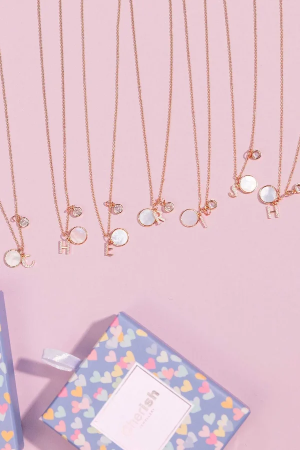 T Initial Necklace In Rose Gold