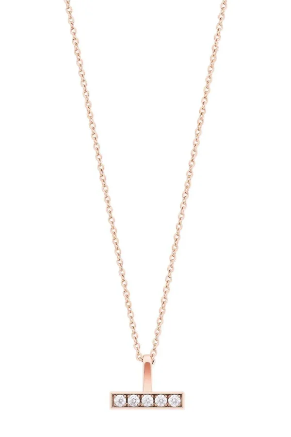 T-Bar Cz Set Bar Pendant In Rose Gold