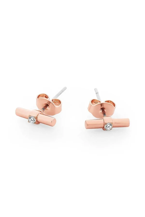 T-Bar Earrings In Rose Gold