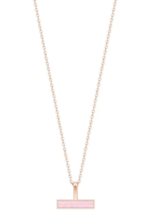 T-Bar Pink Bar Pendant In Rose Gold