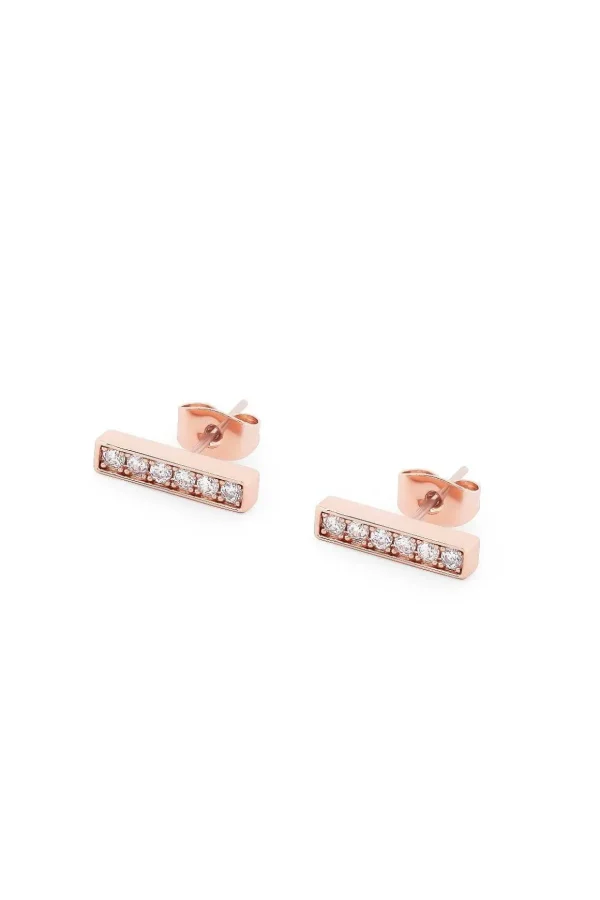 T-Bar Stud Earrings In Rose Gold