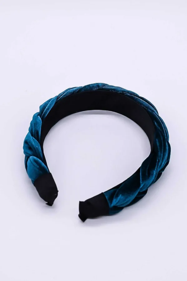 Teal Velvet Plaited Hairband