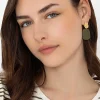 Textured Earrings In Gold & Green