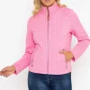 Textured Jersey Zip Jacket In Pink