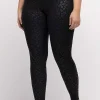 Tonal Leopard Print Stretch Leggings In Black