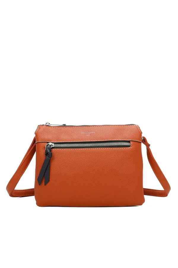 Triple Compartment Crossbody In Orange