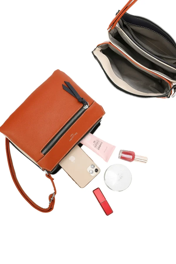 Triple Compartment Crossbody In Orange