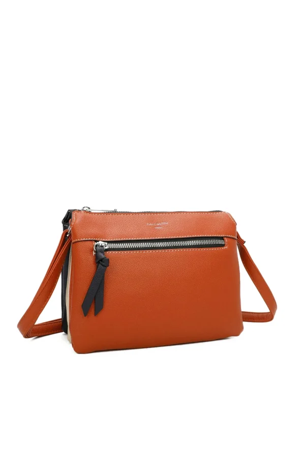 Triple Compartment Crossbody In Orange