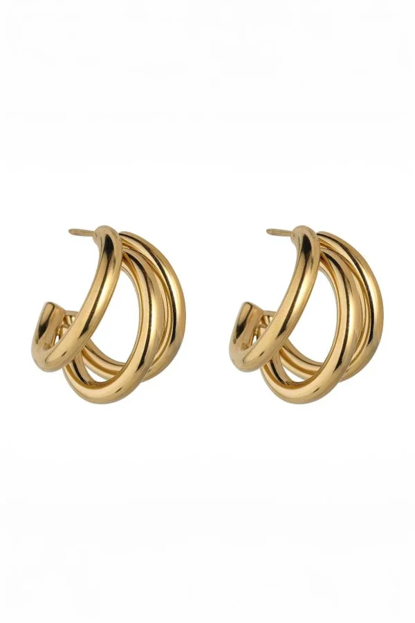 Triple Layer Gold Hoop Earrings