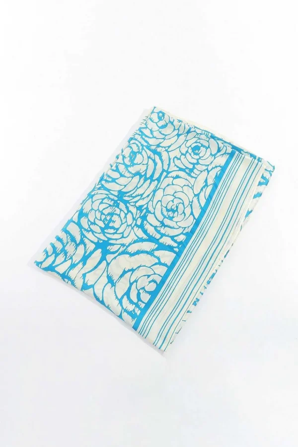 Two Tone Floral Scarf In Blue