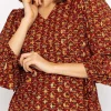 V Neck Tie Sleeve Top In Multi Print