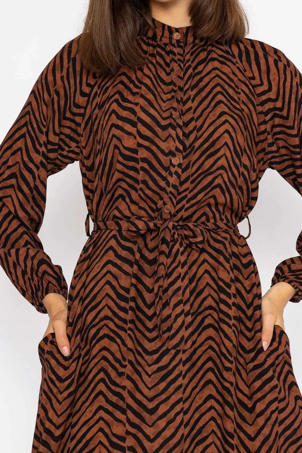 Viscose Dress In Brown Animal Print