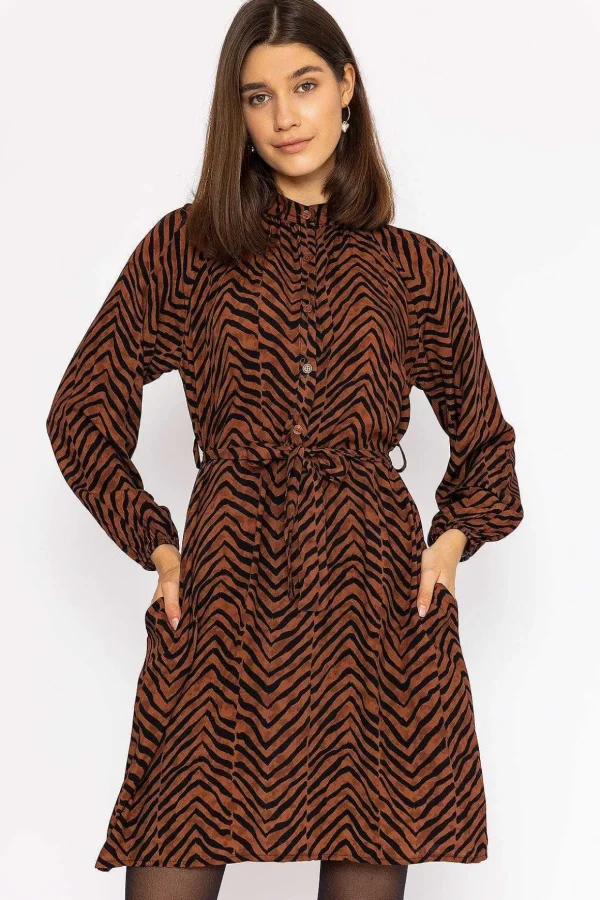 Viscose Dress In Brown Animal Print