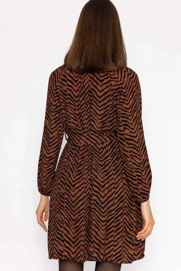 Viscose Dress In Brown Animal Print