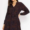 Viscose Dress In Navy Animal Print