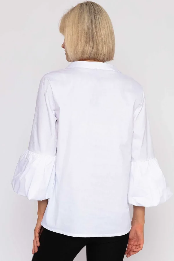 White Balloon Cuff Shirt