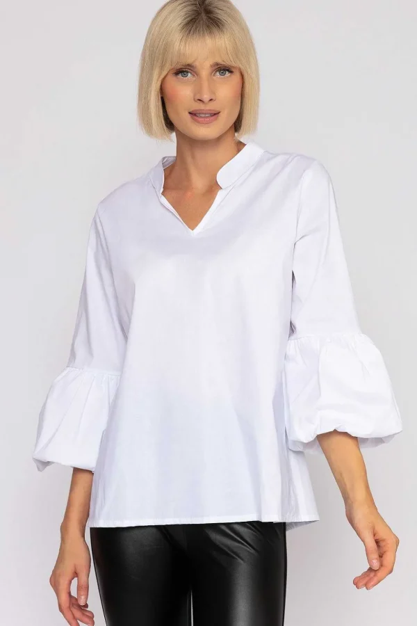 White Balloon Cuff Shirt