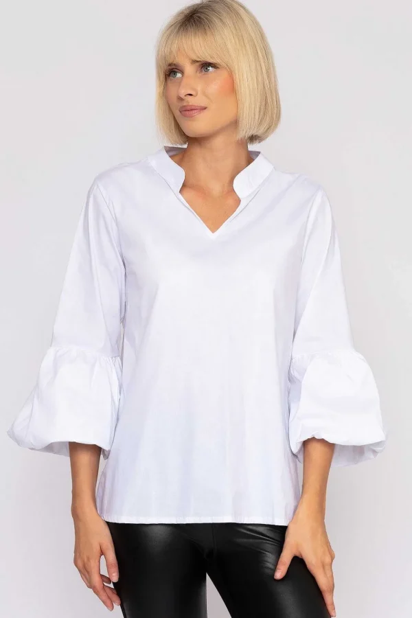 White Balloon Cuff Shirt