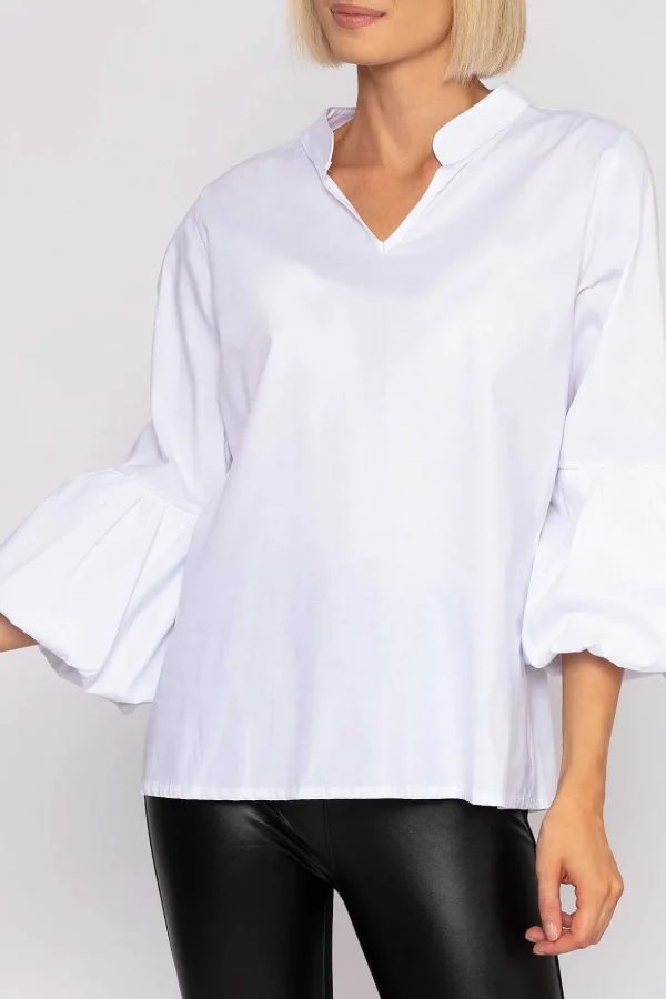 White Balloon Cuff Shirt