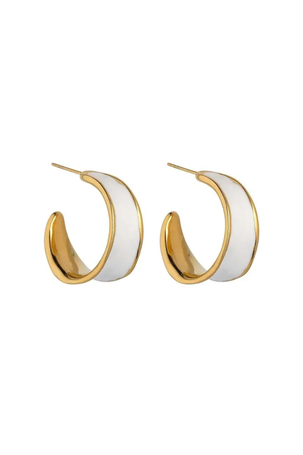 White Enamel Hoop Earrings