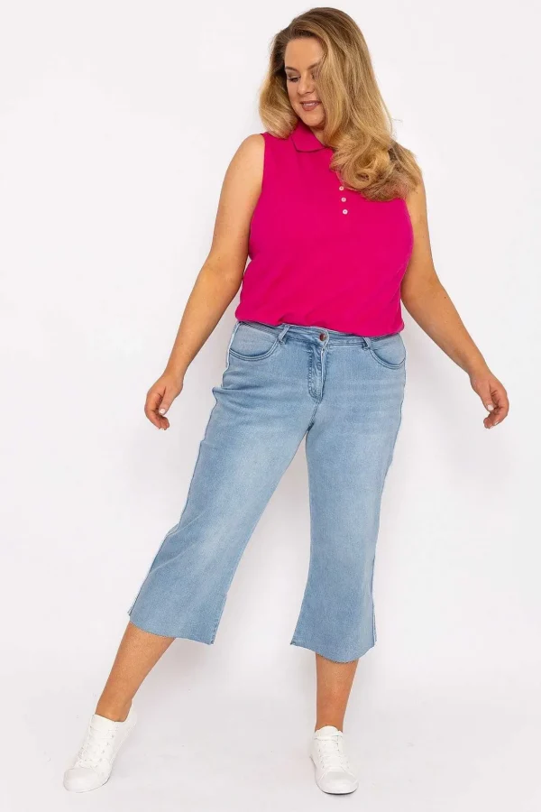 Wide Leg Culotte Jeans In Denim