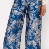 Wide Leg Trousers In Blue Print