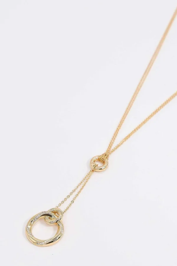 Wrapped Diamante Necklace In Gold