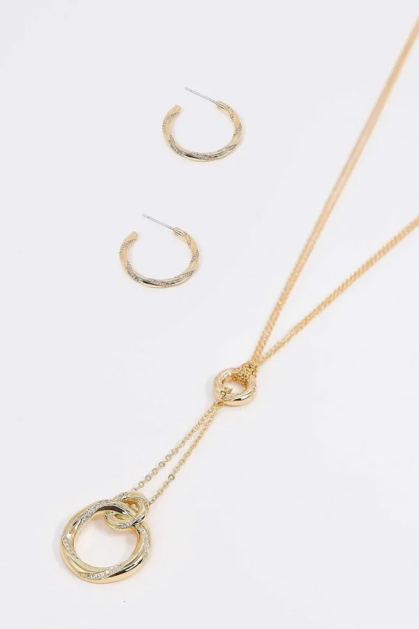 Wrapped Diamante Necklace In Gold