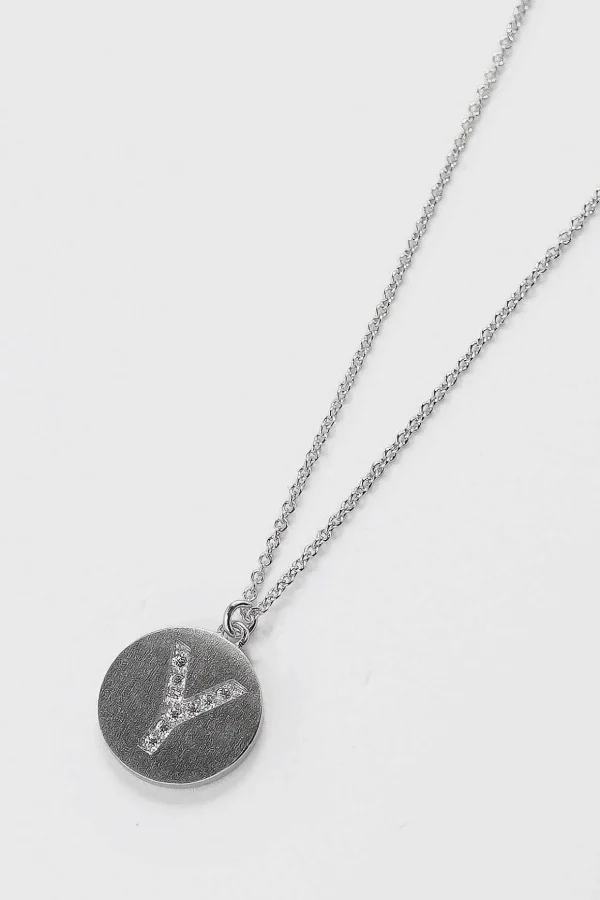 Y Initial Necklace In Silver